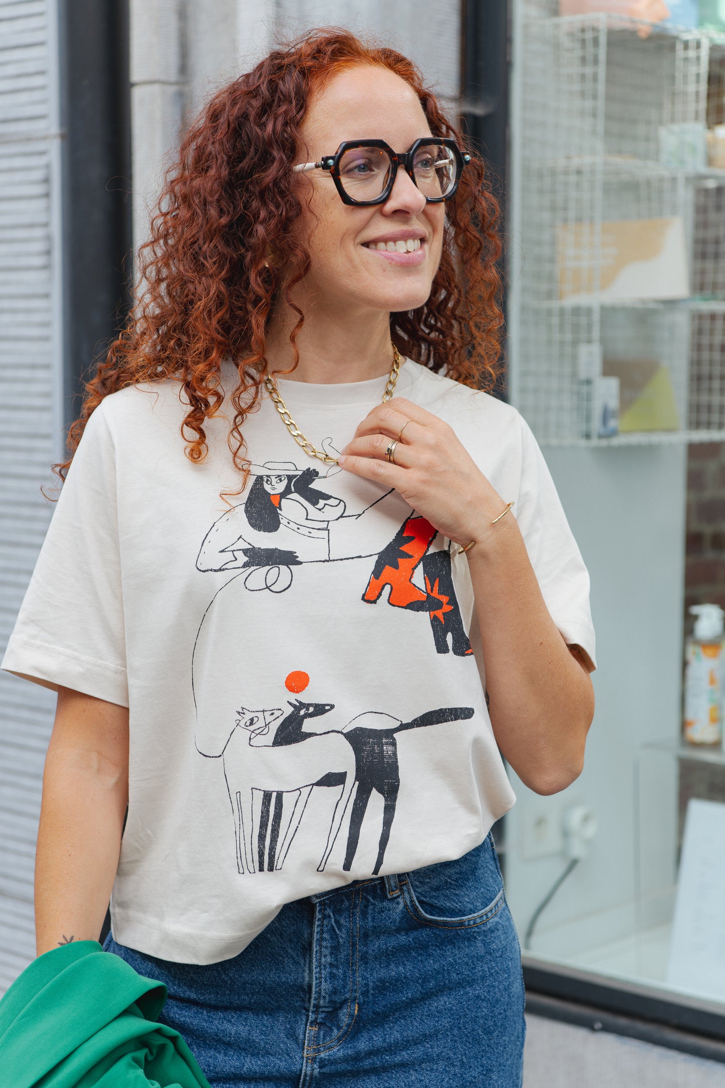 Vadstena Star Boots T-shirt - Oat White