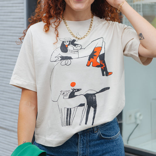 Vadstena Star Boots T-shirt - Oat White