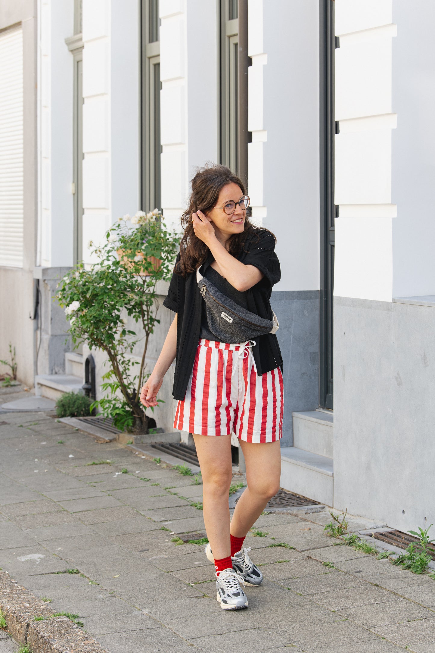 LAST ONE in XL - Geranio Shorts Maxi Stripe - Red