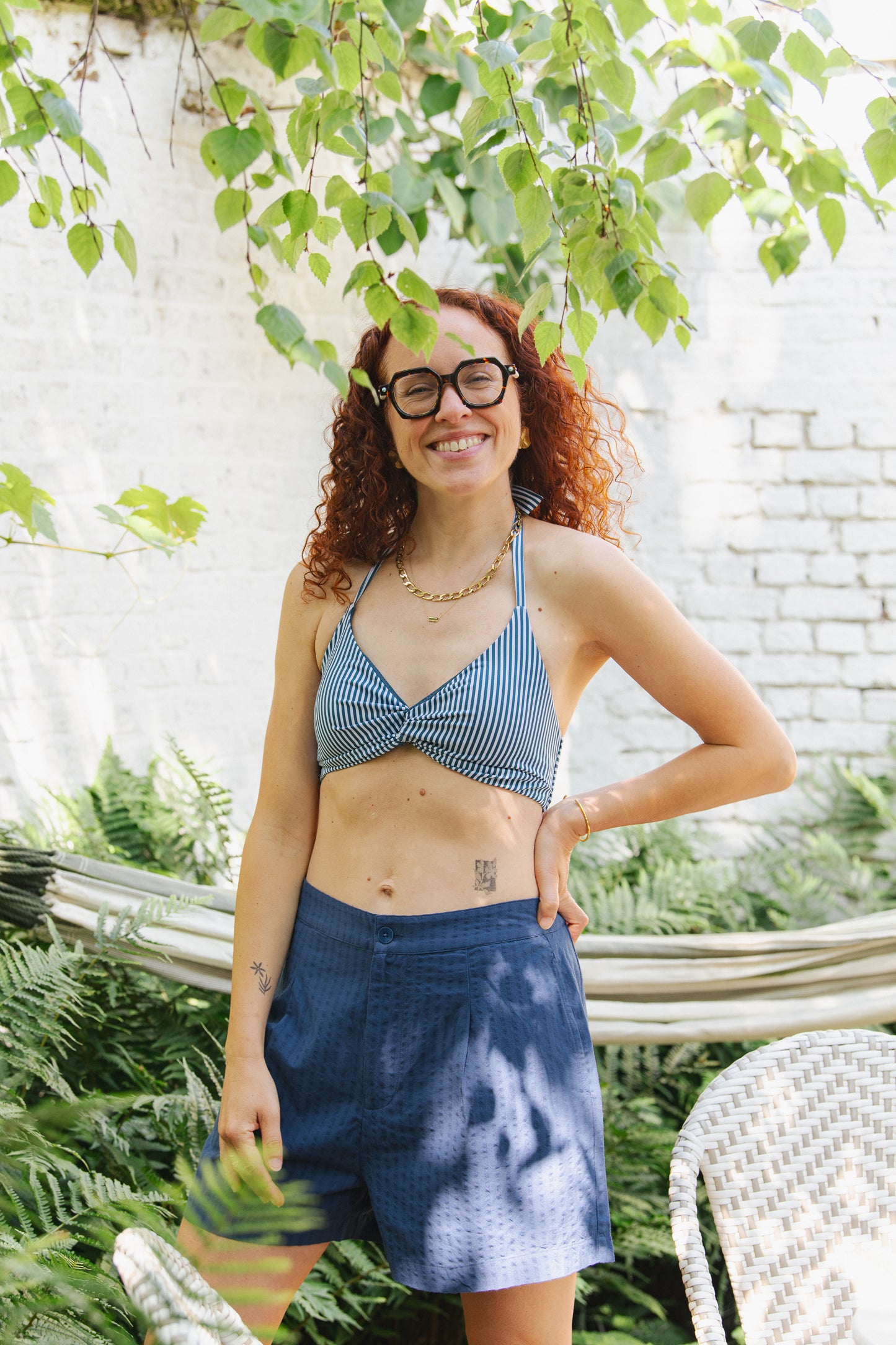 Bikini Top Gullholma Thin Stripe - Majolica Blue