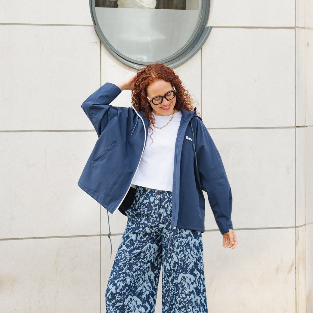 LAST ONE in M - Lourmel Waterproof Short Cape Jacket - Indigo