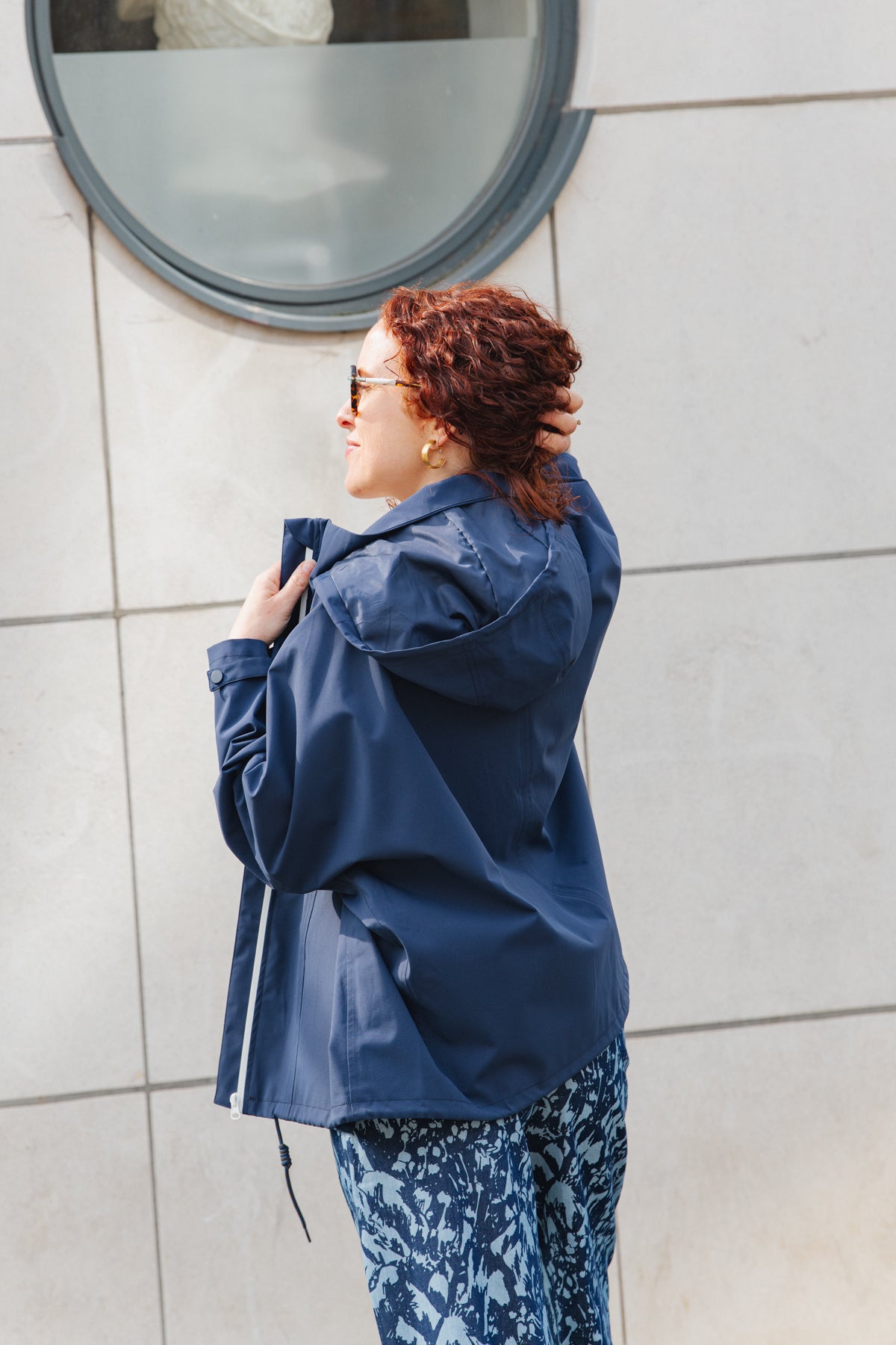 LAST ONE in M - Lourmel Waterproof Short Cape Jacket - Indigo