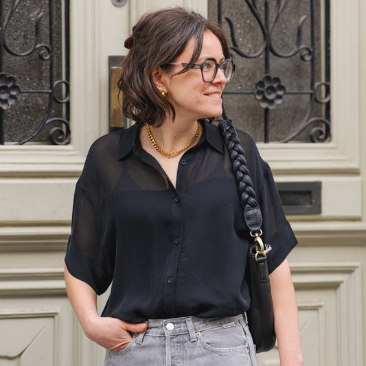 LAST ONE in M - Minab Shirt Transparent - Chiffon Black