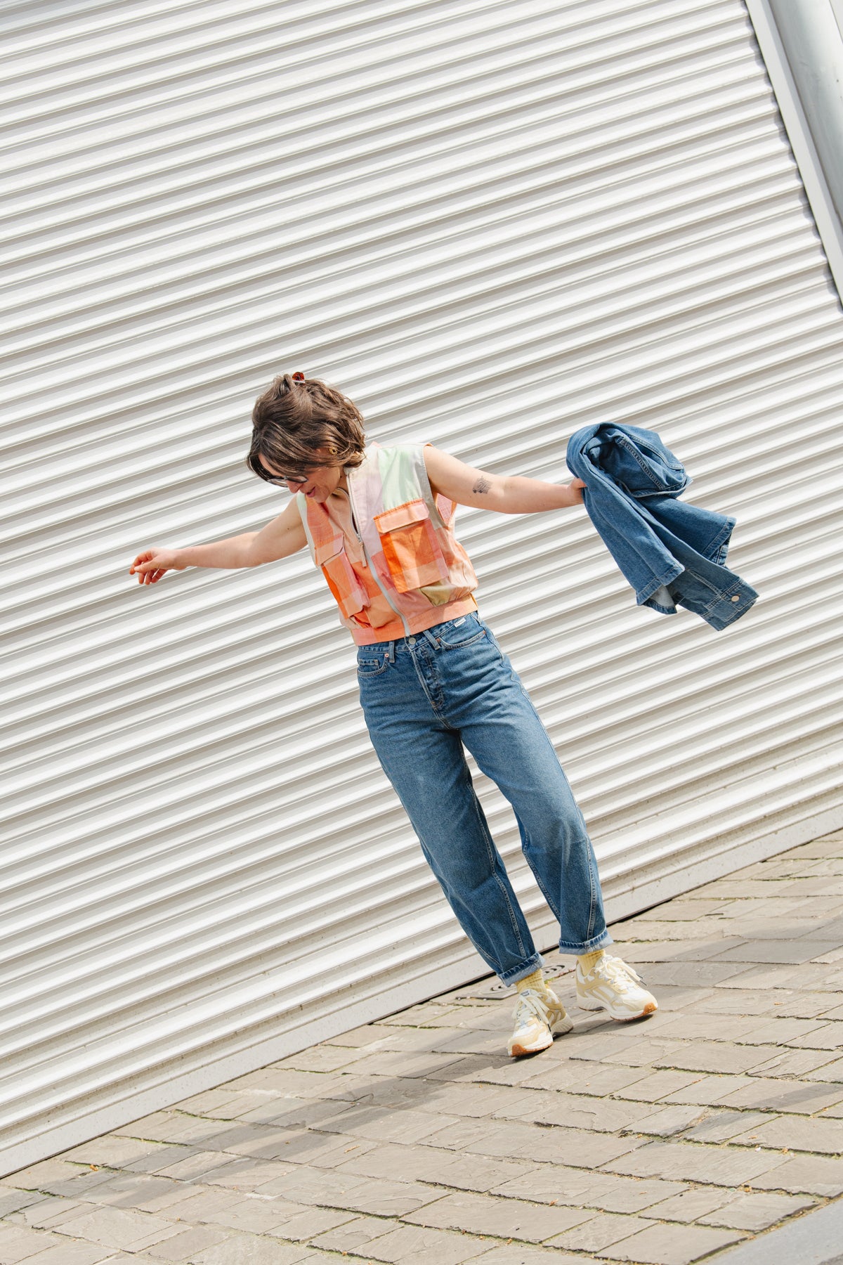 LAST ONE in 44 - Bea Zipper Shirt - Checks
