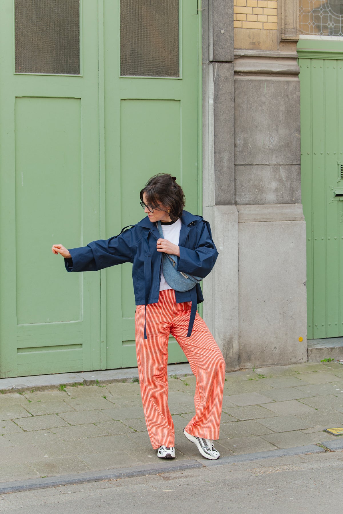 LAST ONES IN S- Vara Workwear Pants Stripe - Grenadine Red
