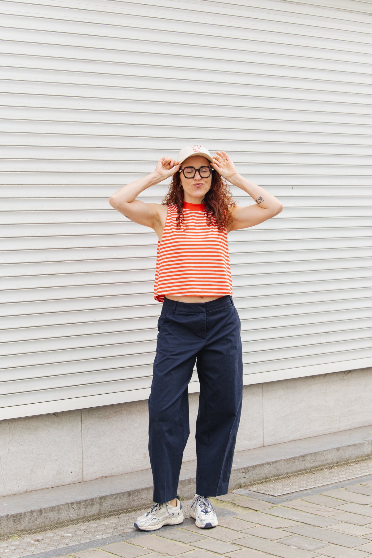 Barrel Leg Twill Pants - Night Sky