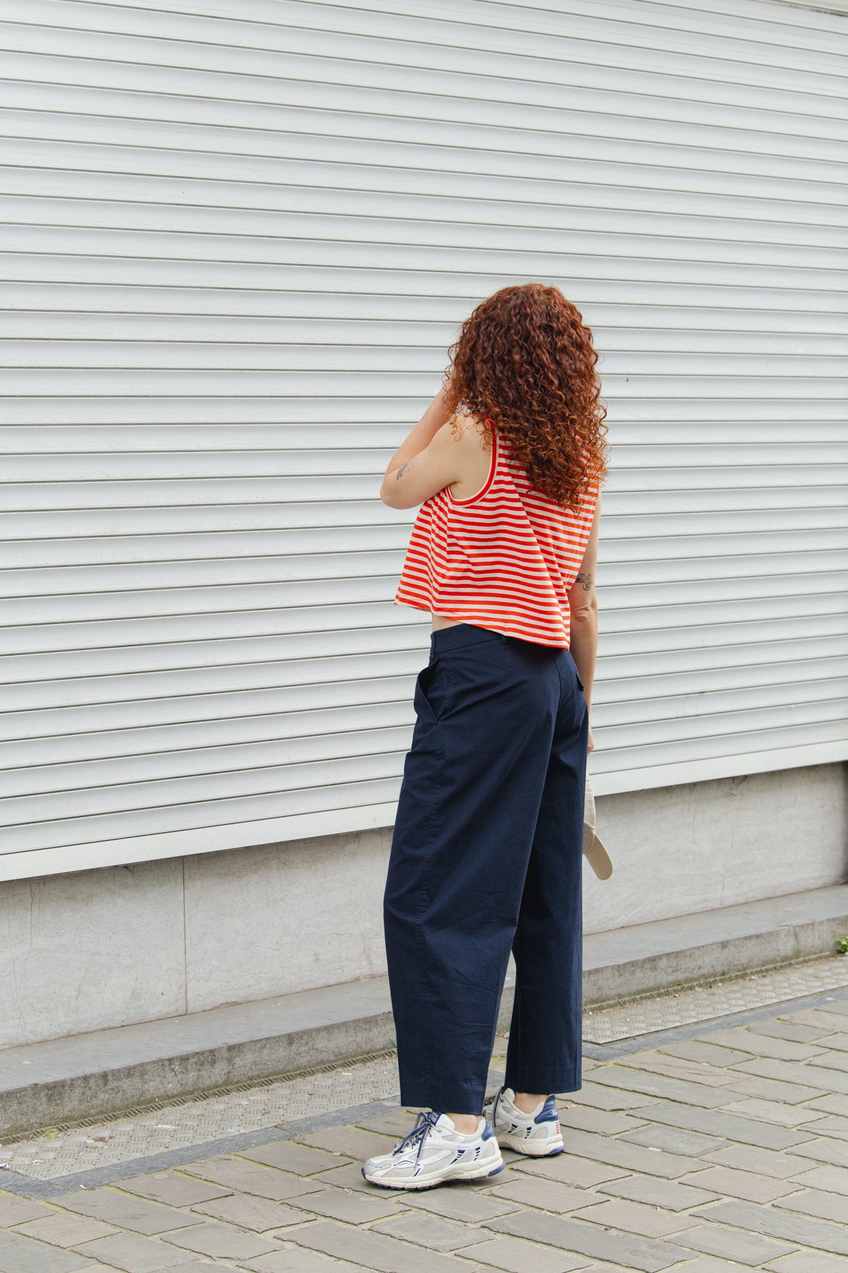 Barrel Leg Twill Pants - Night Sky