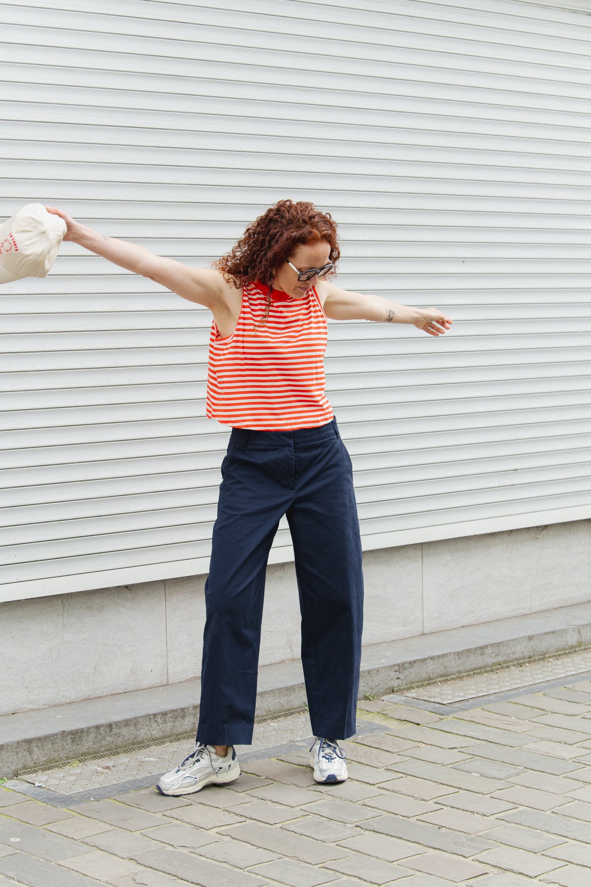 Barrel Leg Twill Pants - Night Sky