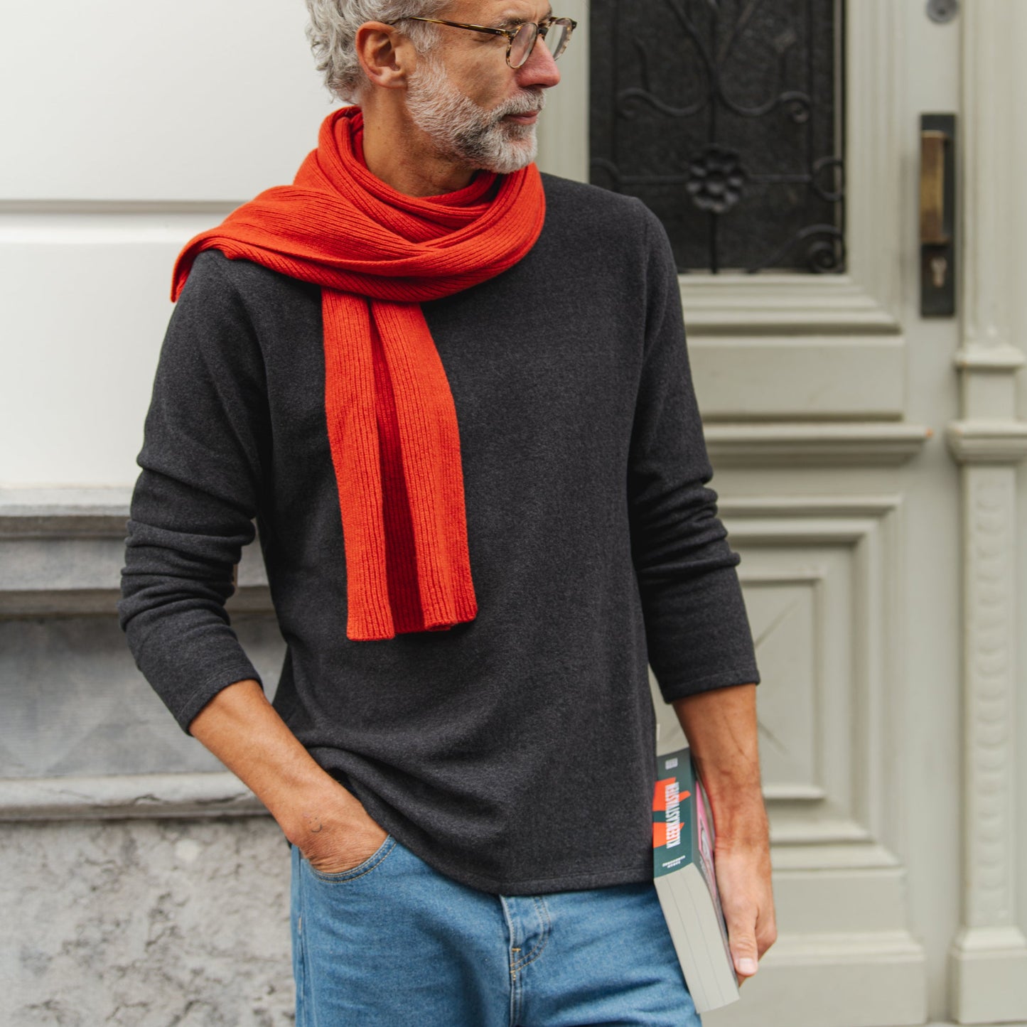 Federico Recycled Cashmere Scarf - Orange Siena