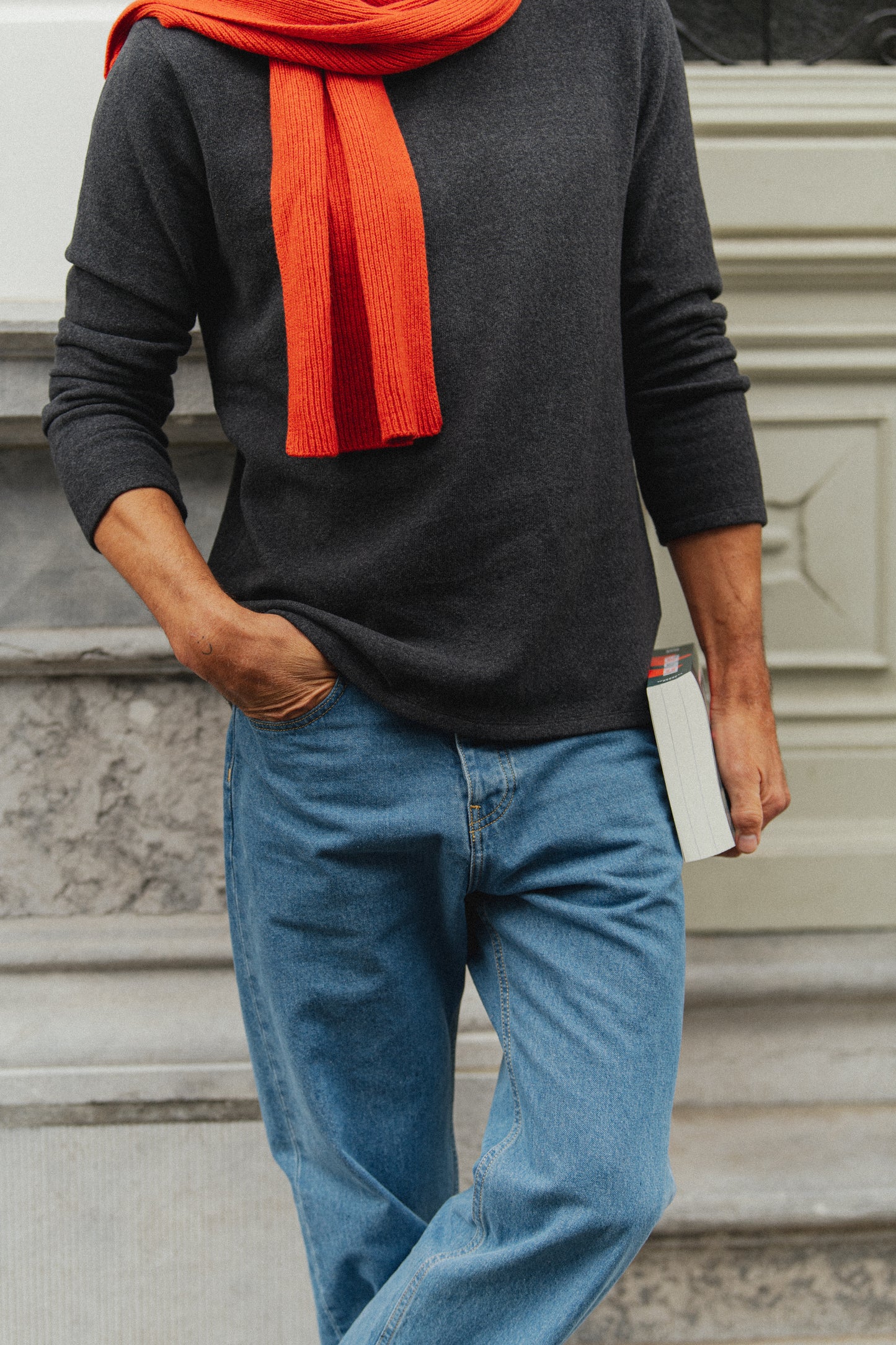 Federico Recycled Cashmere Scarf - Orange Siena