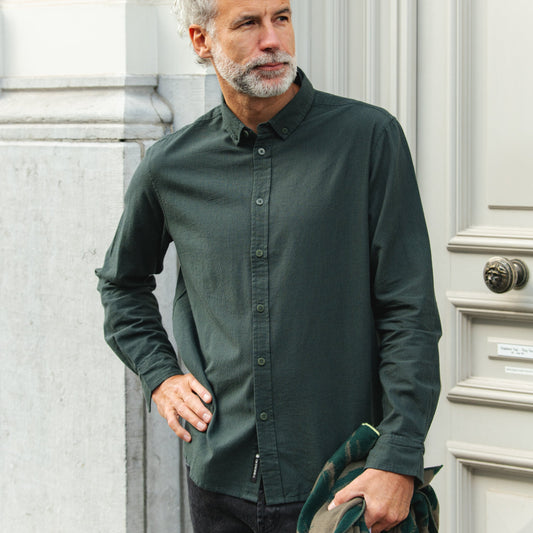 LAST ONE in L - Anto Microchecks Shirt - Eucalyptus