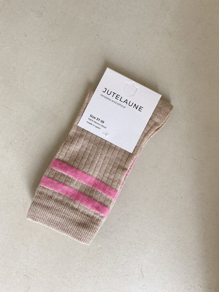 Jutelaune Merino Socks - Beige/Pink