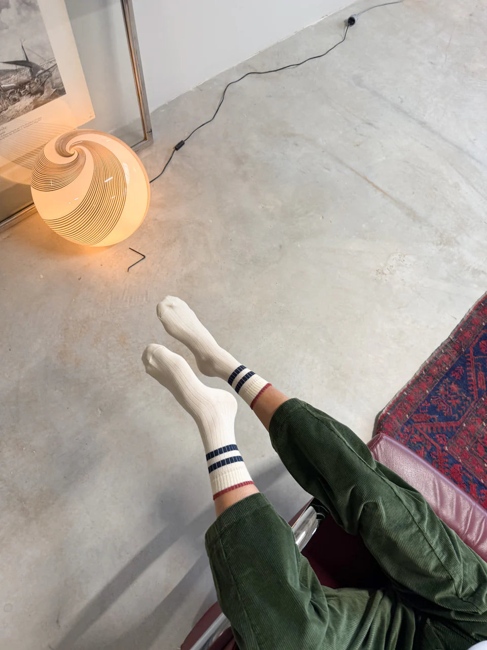 Jutelaune Stripe Socks - Blue/Burgundy