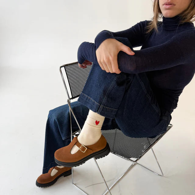 Jutelaune Heart Socks - White/Red