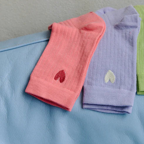 Jutelaune Heart Socks - Lilac/White