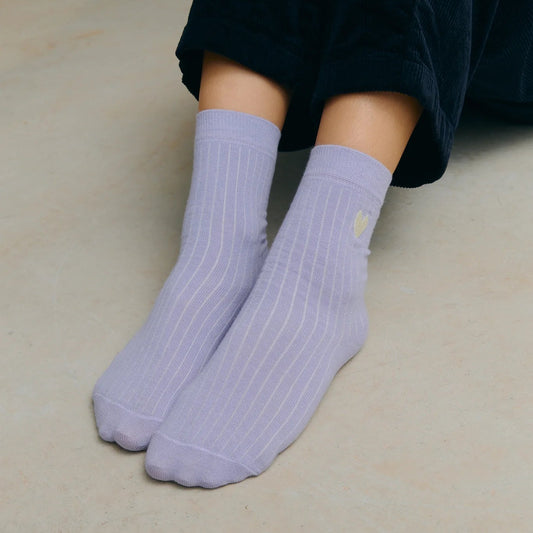 Jutelaune Heart Socks - Lilac/White