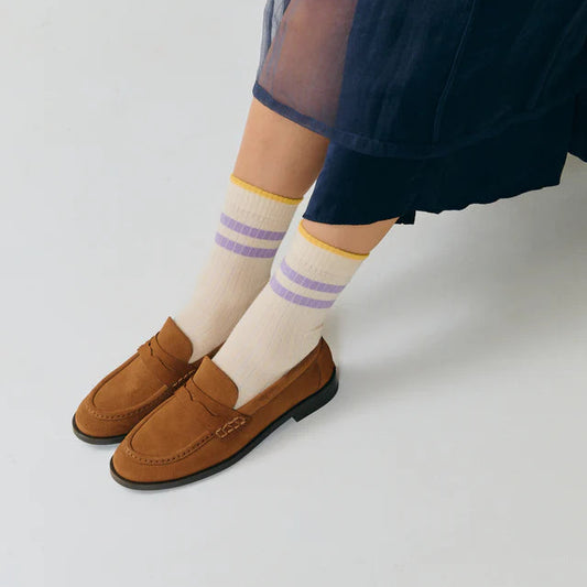 Jutelaune Stripe Socks - Lilac/Yellow