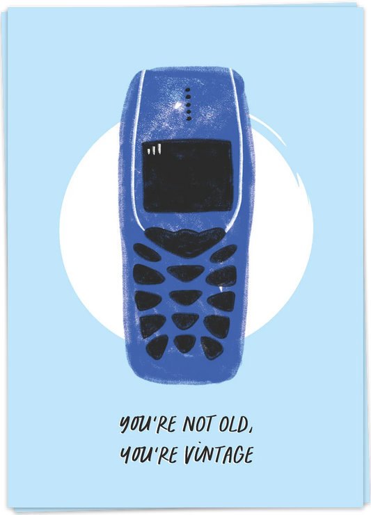 Kaart Blanche Birthday – Vintage Phone