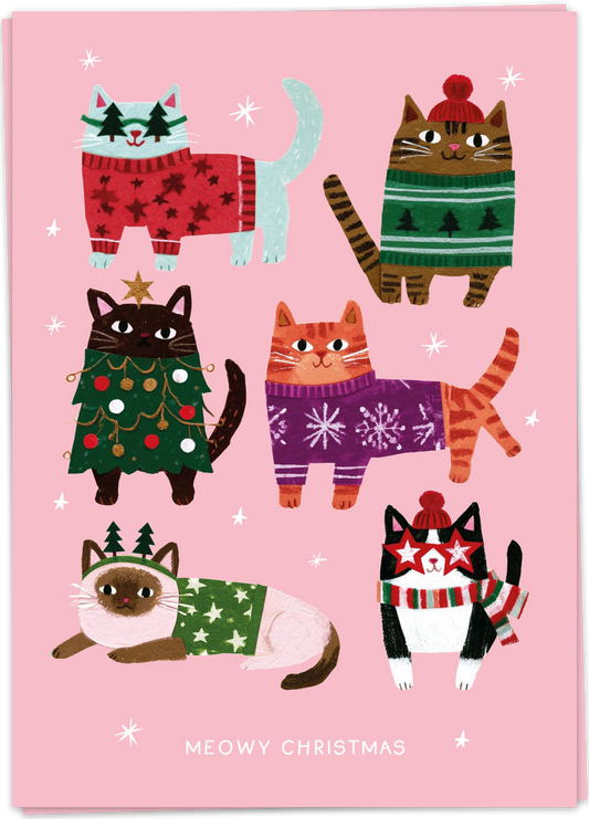 Kaart Blanche Christmas & New Year - Christmas Cats