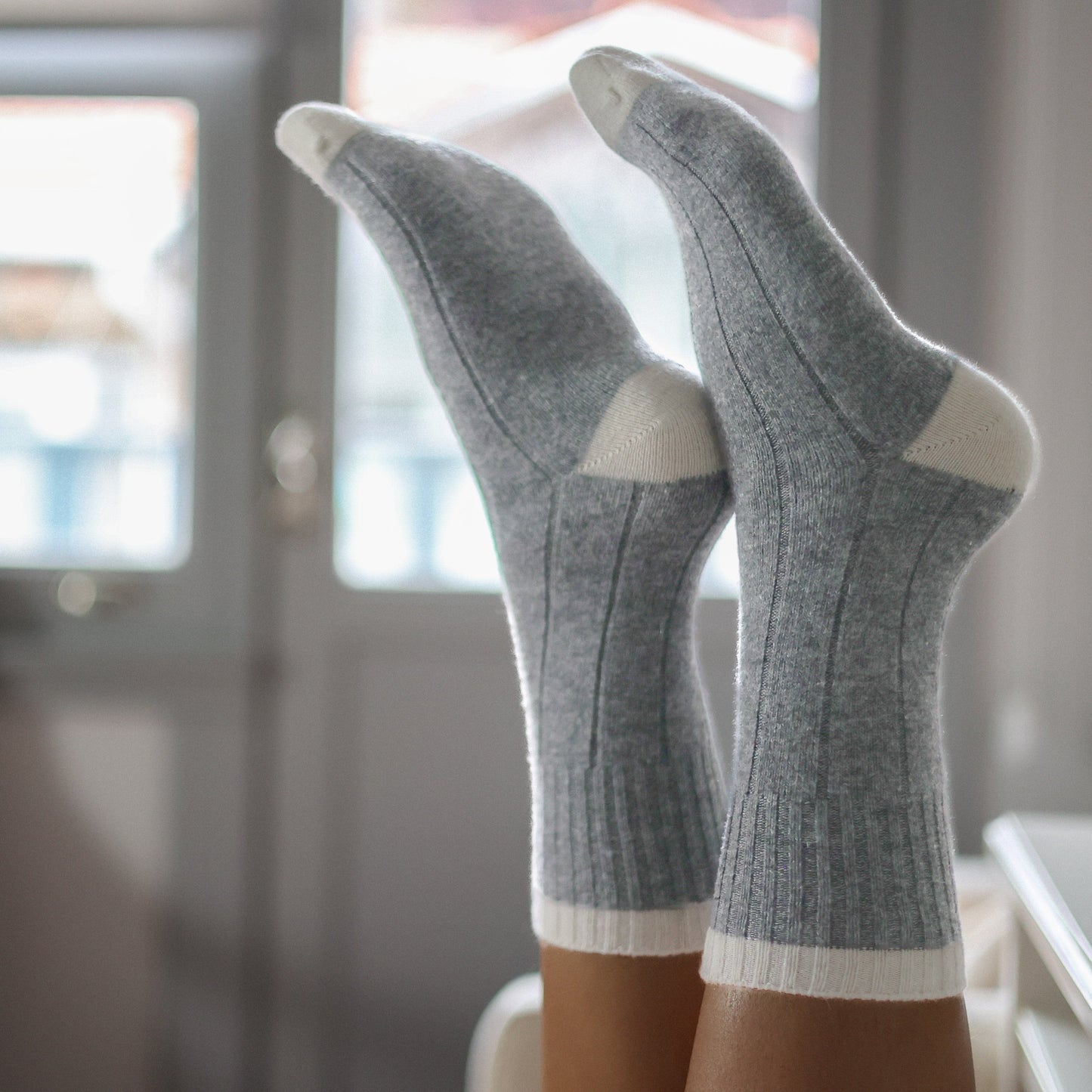 Merino Wool Socks with Bands - Grey