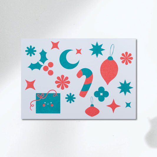 Christmas Greeting Card - Christmas Red & Teal