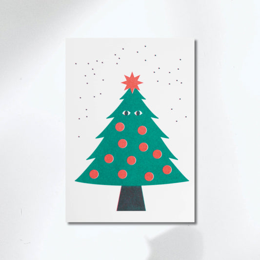 Christmas Greeting Card - Christmas Tree Red & Teal