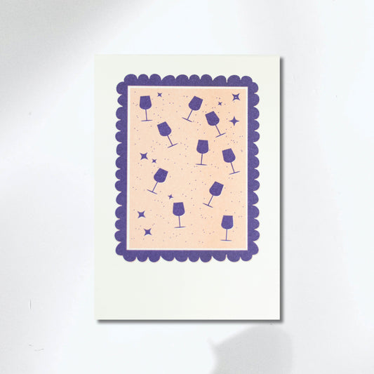 Christmas Greeting Card - Wine Purple & Bisque