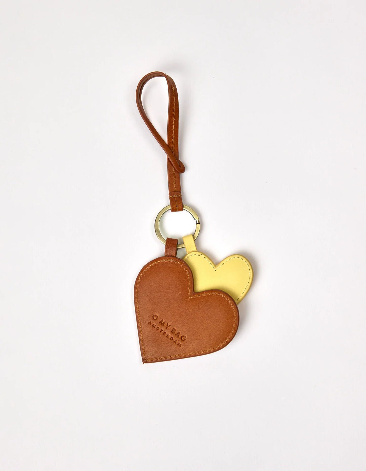 Bag Charm - Hearts / Cognac & Butter Yellow