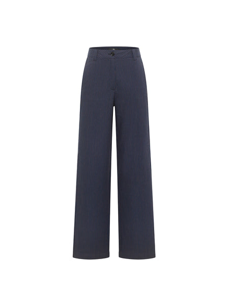 Marlene Pinstripe Trousers - Navy/Gingerbread