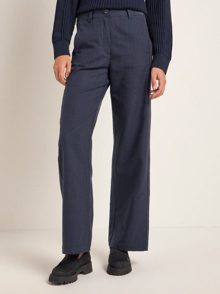 Marlene Pinstripe Trousers - Navy/Gingerbread