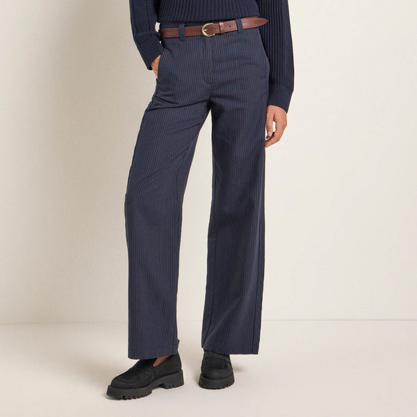 Marlene Pinstripe Trousers - Navy/Gingerbread