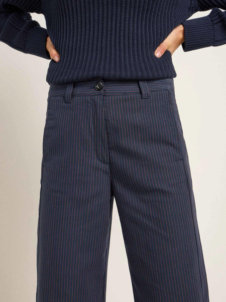 Marlene Pinstripe Trousers - Navy/Gingerbread