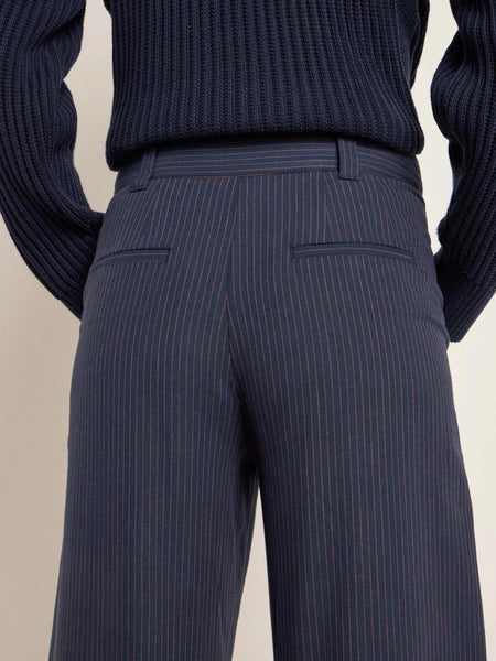 Marlene Pinstripe Trousers - Navy/Gingerbread