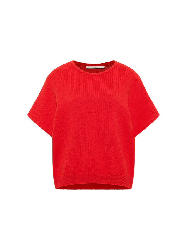 Short Sleeve Wool-mix  Knitted Jumper - Red
