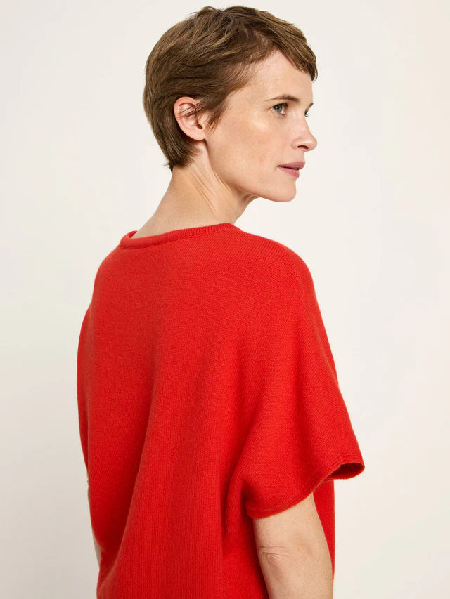 Short Sleeve Wool-mix  Knitted Jumper - Red