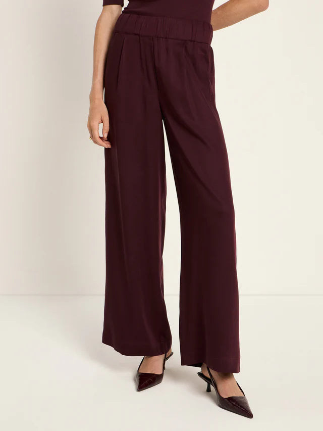 Wide Leg Pants - Burgundy
