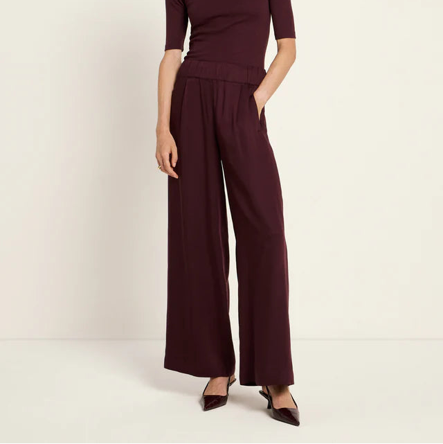 Wide Leg Pants - Burgundy