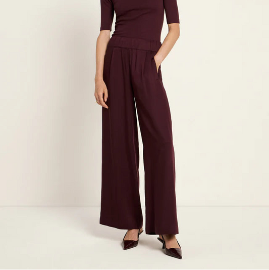 Wide Leg Pants - Burgundy