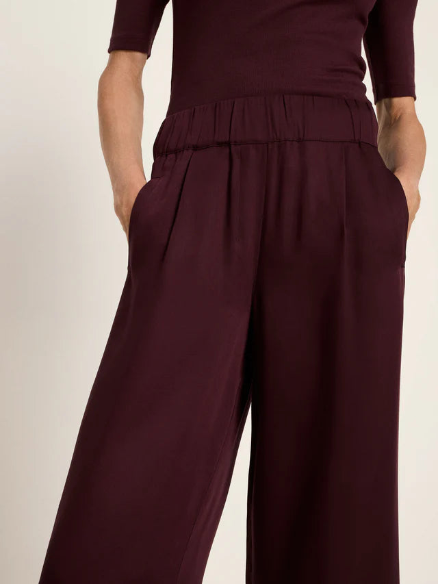 Wide Leg Pants - Burgundy