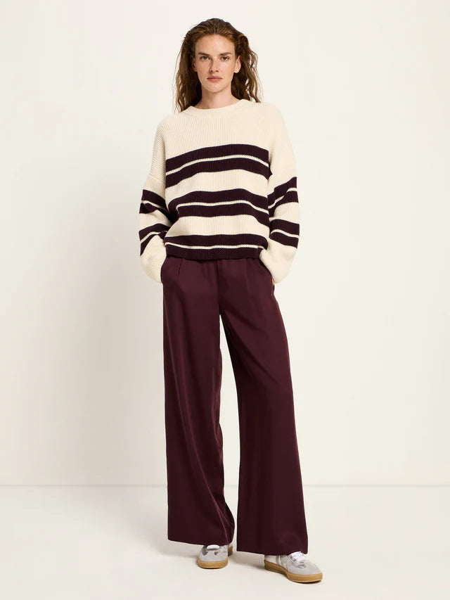 LAST ONE in 34 - Striped Sweater - Off-White/Burgundy