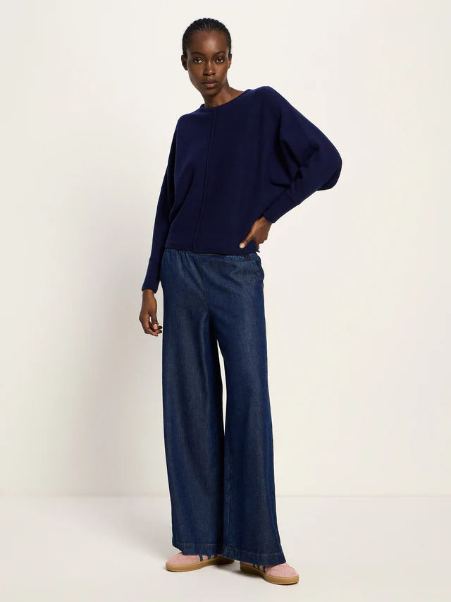 Batwing Wool-mix Jumper - Purple / Blue melange