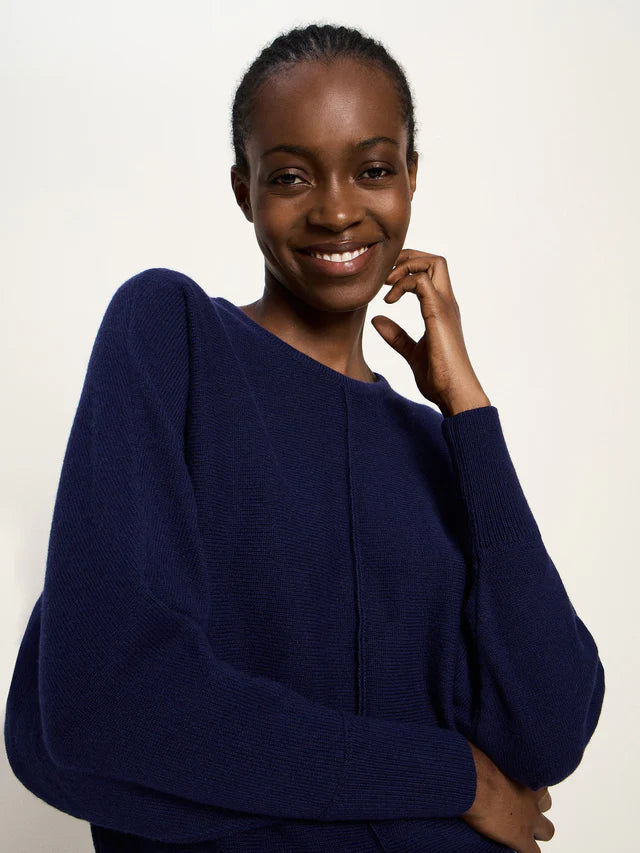 Batwing Wool-mix Jumper - Purple / Blue melange