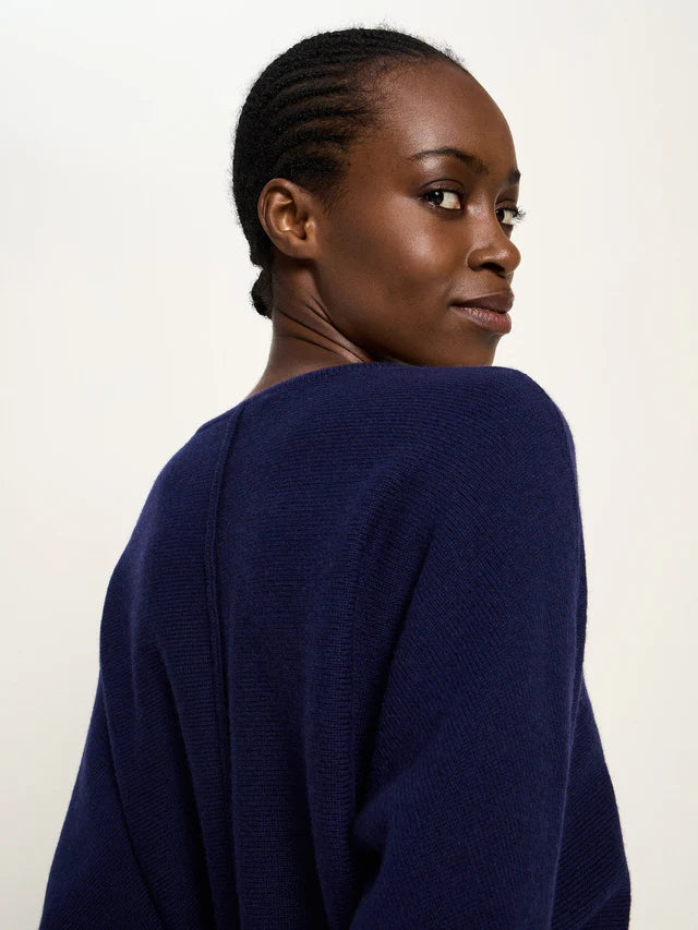 Batwing Wool-mix Jumper - Purple / Blue melange