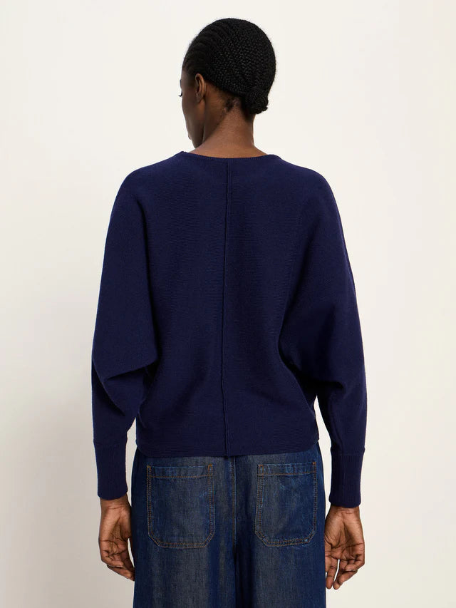 Batwing Wool-mix Jumper - Purple / Blue melange