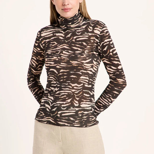 Turtleneck Tencel - Animal Stripe