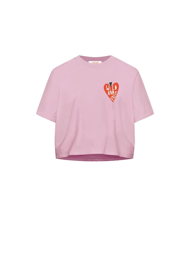 Oversized Statement T-shirt WILD AND FREE - Berry