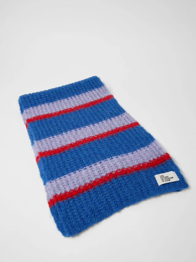 Chunky Knit Scarf - Blue Violet Stripe