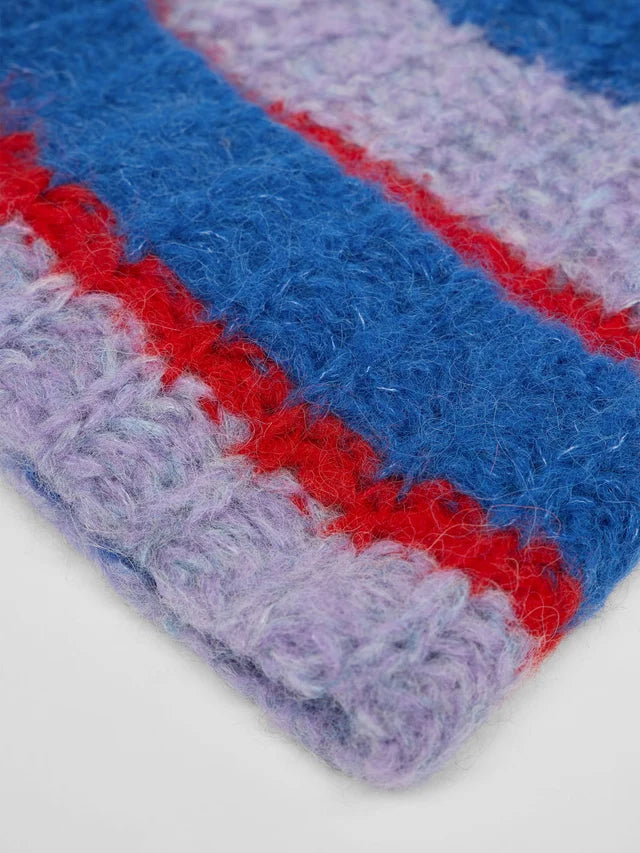 Chunky Knit Beanie - Blue Violet Stripe
