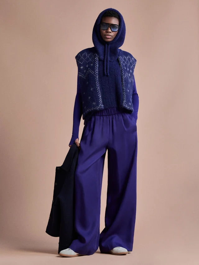 Wide-Leg Trousers - Violet Blue