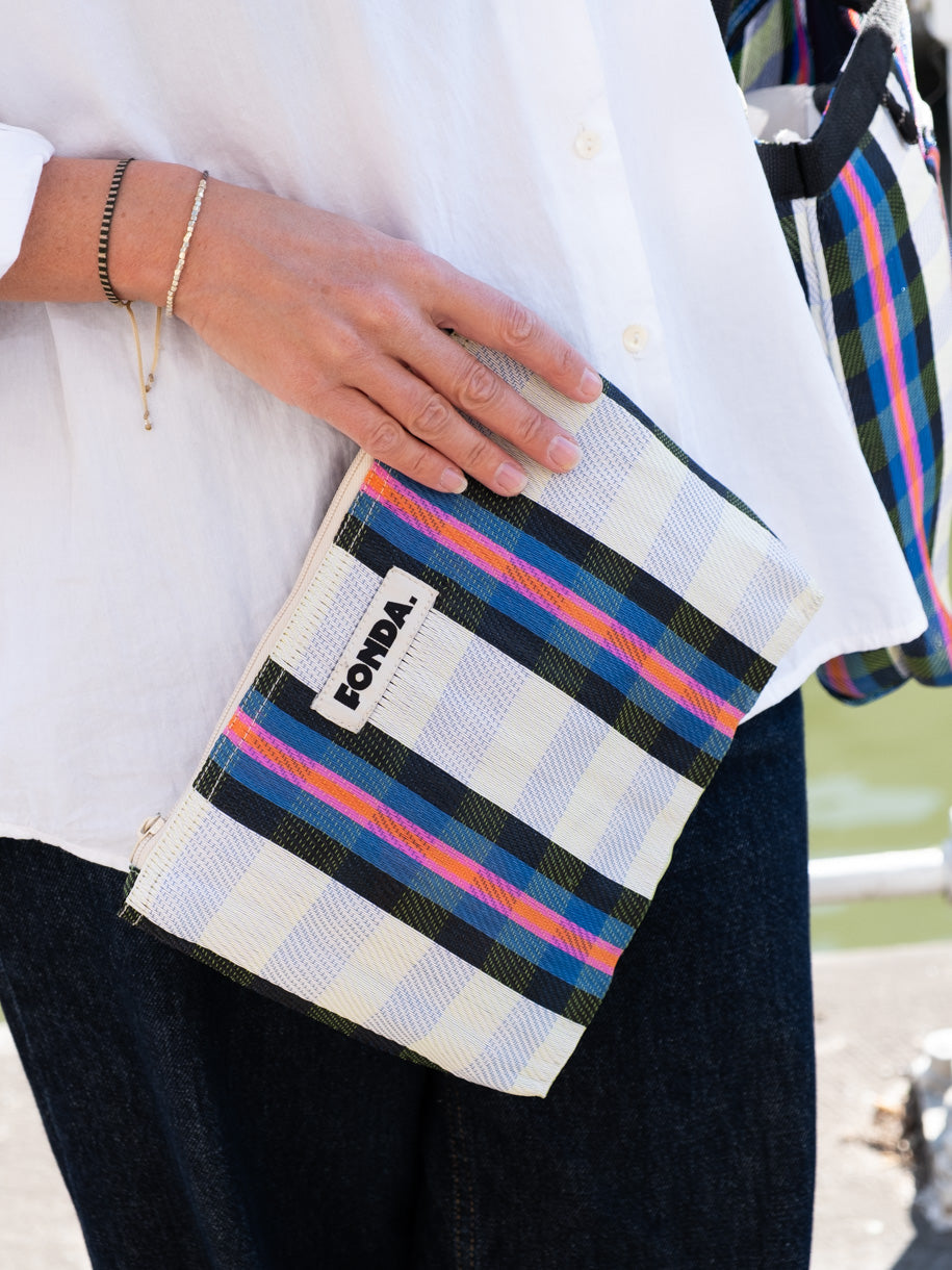 Mid Pouch - White Blue Pink
